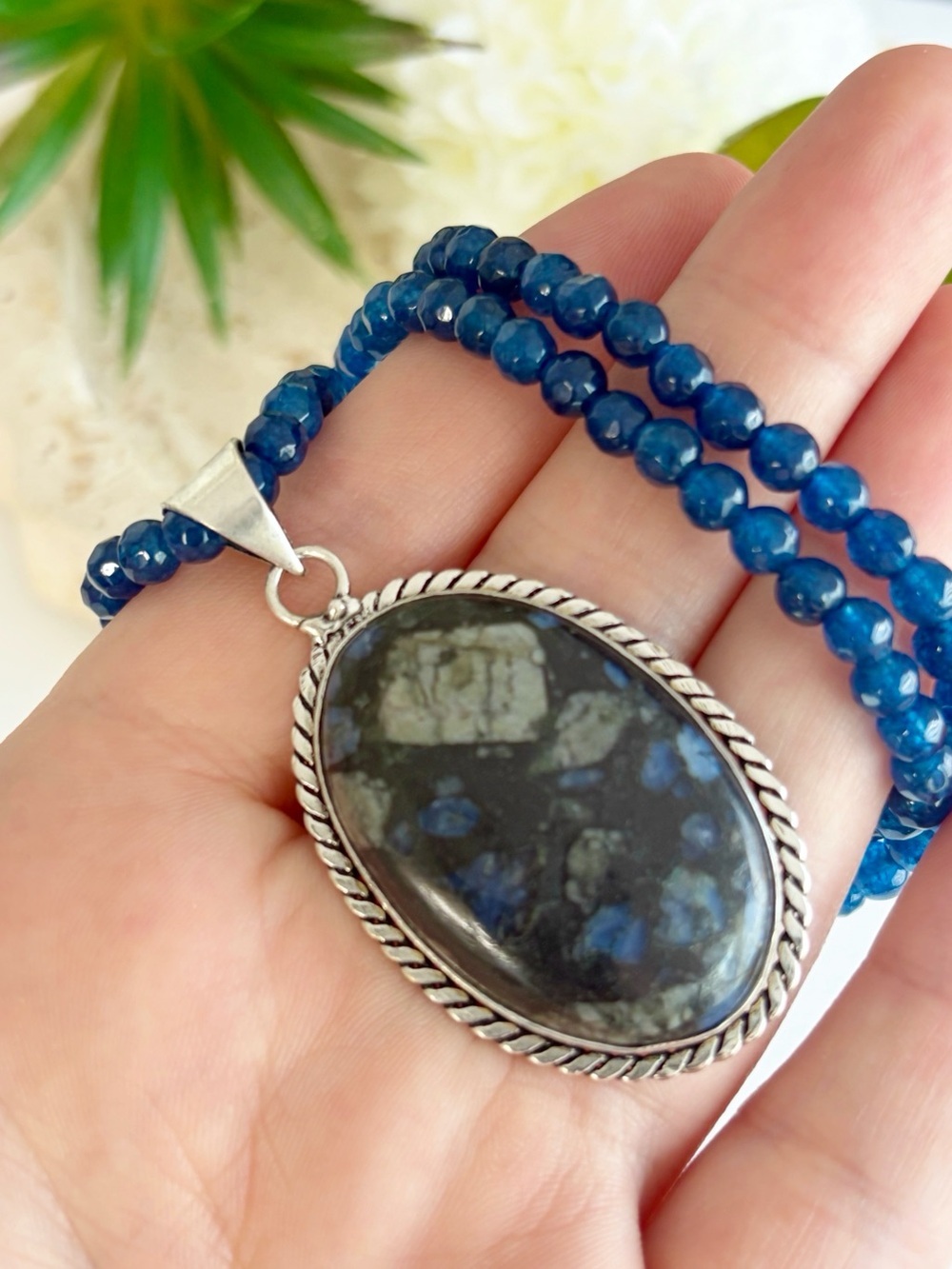 Que Sera Gemstone Pendant Southwest Vintage Style Sterling Silver 925 Overlay
